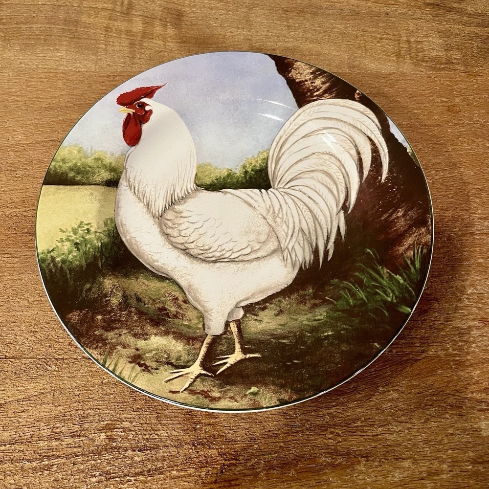David Carter Brown On The Farm Rooster‎ Plate 8.25" Sakura 2002 Farmhouse Decor
